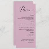 Elegant Mauve, Calligrafie Wedding/Ontvangst Menu (Voorkant / Achterkant)