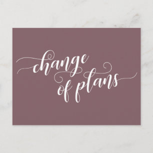 Elegant Mauve Change of Plans Postponed Wedding Briefkaart