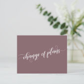 Elegant Mauve Change of Plans Postponed Wedding Briefkaart (Staand voorkant)