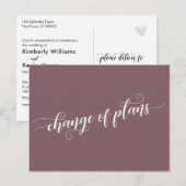 Elegant Mauve Change of Plans Postponed Wedding Briefkaart (Voorkant / Achterkant)