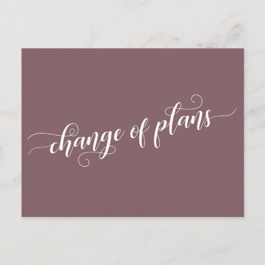 Elegant Mauve Change of Plans Postponed Wedding Briefkaart (Voorkant)