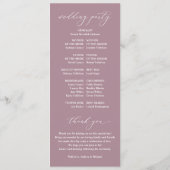 Elegant Mauve  Classic Wedding Programs Programmakaart (Achterkant)