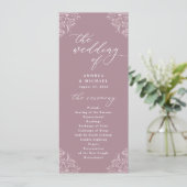 Elegant Mauve  Classic Wedding Programs Programmakaart (Staand voorkant)