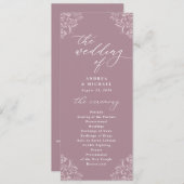 Elegant Mauve  Classic Wedding Programs Programmakaart (Voorkant / Achterkant)