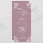 Elegant Mauve Classic Wedding Programs Programmakaart (Voorkant / Achterkant)