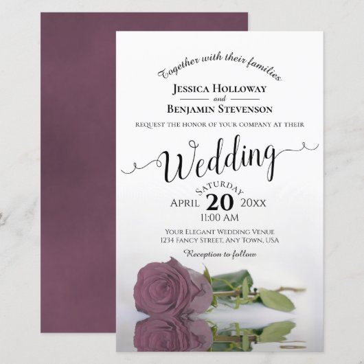 Elegant Mauve Dusty Roos BUDGET Weddenschap Uitnod (Voorkant / Achterkant)