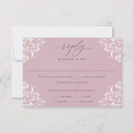 Elegant Mauve Dusty Roos  Klassieke bruiloft RSVP Kaartje