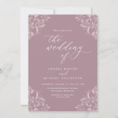 Elegant  Mauve Dusty Roos Wedding Kaart (Voorkant)