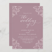 Elegant  Mauve Dusty Roos Wedding Kaart (Voorkant / Achterkant)
