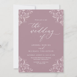Elegant  Mauve Dusty Roos Wedding Kaart