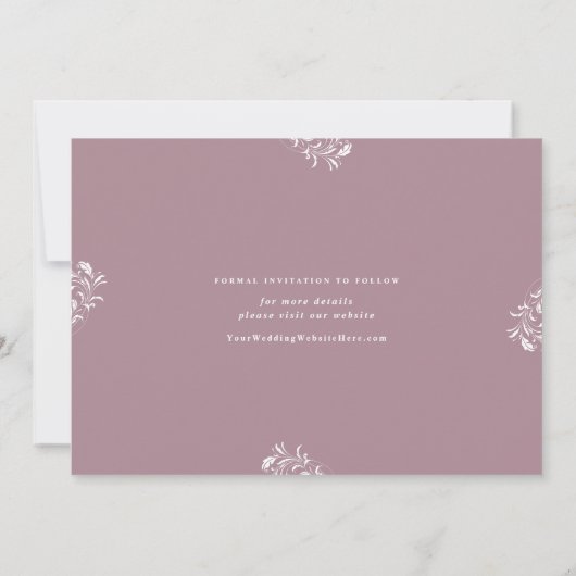 Elegant Mauve Dusty Roos Wedding Save the Date (Achterkant)