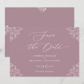 Elegant Mauve Dusty Roos Wedding Save the Date (Voorkant / Achterkant)