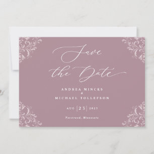 Elegant Mauve Dusty Roos Wedding Save the Date