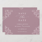 Elegant Mauve Dusty Roos Wedding Save the Date (Voorkant / Achterkant)