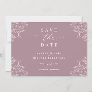 Elegant Mauve Dusty Roos Wedding Save the Date