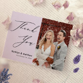 Elegant Mauve Elegant Script Modern Photo Wedding Bedankkaart