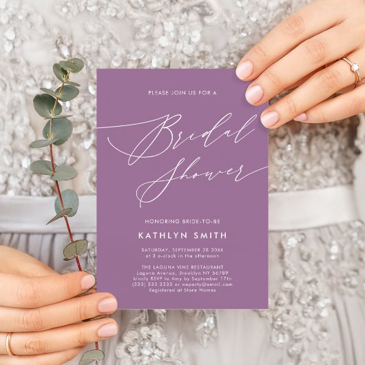 Elegant Mauve Elegant Script Modern Vrijgezellenfe Kaart