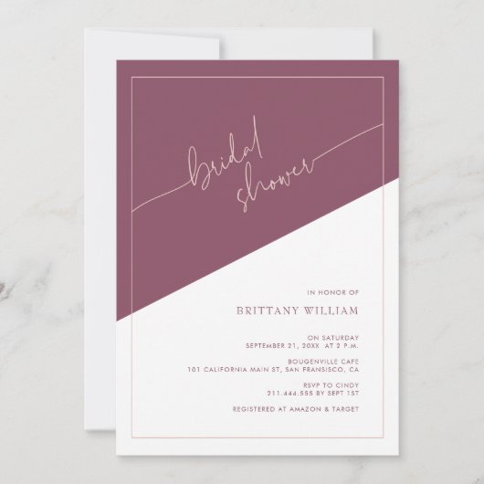 Elegant Mauve en Dusty Roos Vrijgezellenfeest uitn Kaart (Voorkant)