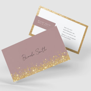 Elegant Mauve en Gold Luxury Visitekaartje