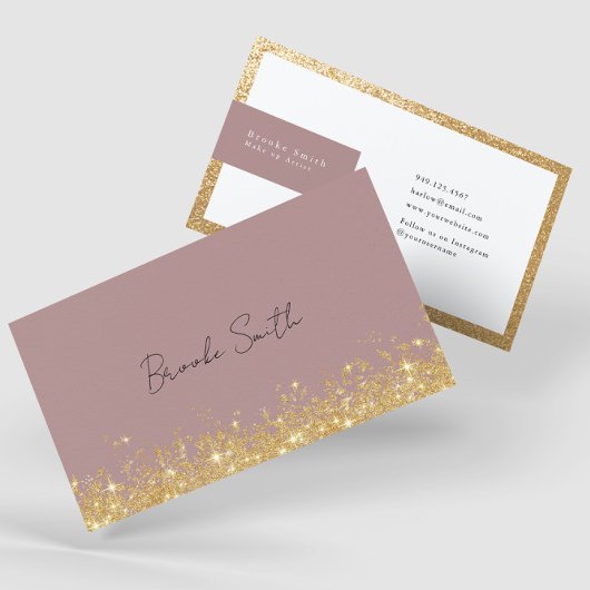 Elegant Mauve en Gold Luxury Visitekaartje