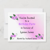 Elegant Mauve Floral Birthday Uitnodiging (Voorkant)