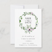 Elegant Mauve Floral heeft de datum opgeslagen Aankondiging (Voorkant)