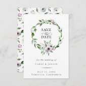 Elegant Mauve Floral heeft de datum opgeslagen Aankondiging (Voorkant / Achterkant)