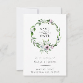 Elegant Mauve Floral heeft de datum opgeslagen Aankondiging