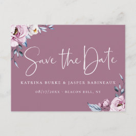 Elegant Mauve Floral Save the Date Aankondigingskaart