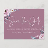 Elegant Mauve Floral Save the Date Aankondigingskaart (Voorkant)