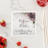 Elegant Mauve Glitter en Floral Servet (Insitu)