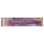 Elegant Mauve Gold Glitter Office Desk Name Naambordje (Voorkant)