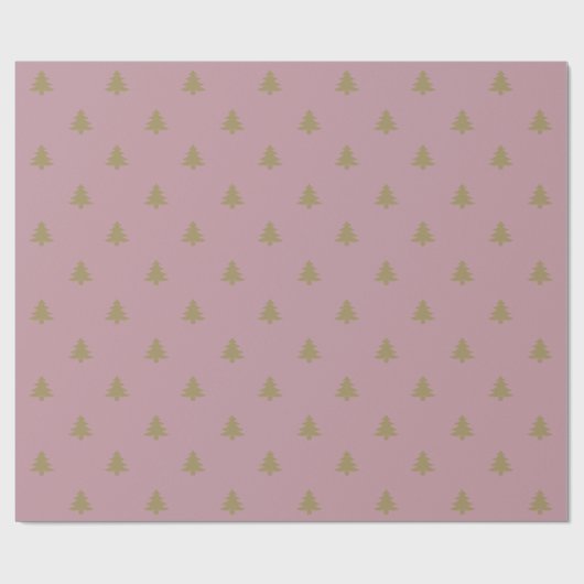 Elegant mauve Gold Kerstbomen patroon Cadeaupapier (Vlak)