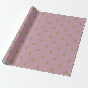 Elegant mauve Gold Kerstbomen patroon Cadeaupapier
