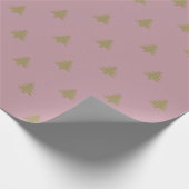 Elegant mauve Gold Kerstbomen patroon Cadeaupapier (Hoek)