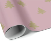 Elegant mauve Gold Kerstbomen patroon Cadeaupapier (Rol Hoek)