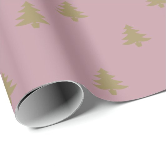 Elegant mauve Gold Kerstbomen patroon Cadeaupapier (Rol Hoek)