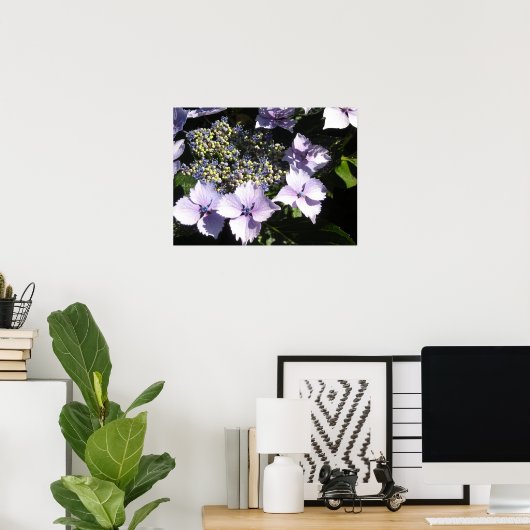 Elegant Mauve Hydrangeas Poster (Thuiskantoor)