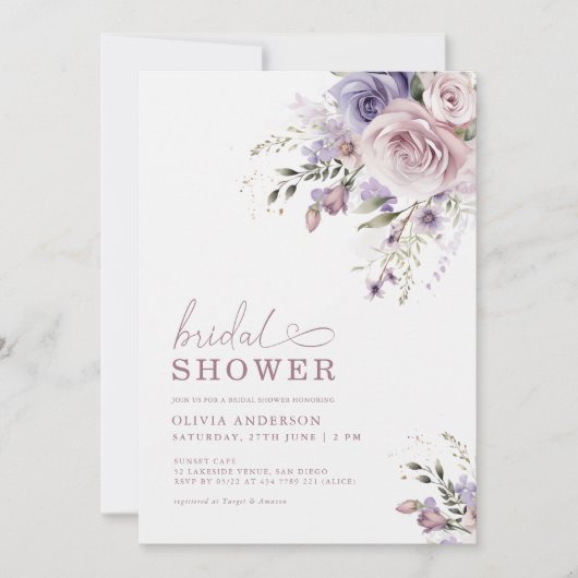 Elegant Mauve & Lavendel Vrijgezellenfeest Bloemen Kaart (Voorkant)