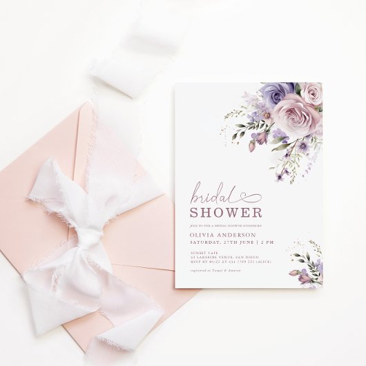 Elegant Mauve & Lavendel Vrijgezellenfeest Bloemen Kaart