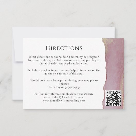 Elegant Mauve Lila Wedding Information Kaart (Achterkant)