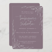 Elegant Mauve Modern Leaf Motif Thanksgiving Kaart (Voorkant / Achterkant)