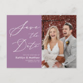 Elegant Mauve Modern Photo Wedding Save the Date Aankondigingskaart (Voorkant)