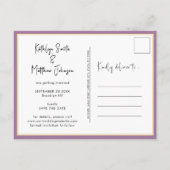 Elegant Mauve Modern Photo Wedding Save the Date Aankondigingskaart (Achterkant)