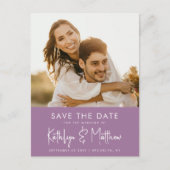 Elegant Mauve Modern Photo Wedding Save the Date Aankondigingskaart (Voorkant)