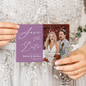 Elegant Mauve Modern Photo Wedding Save the Date Aankondigingskaart