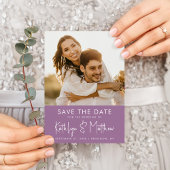 Elegant Mauve Modern Photo Wedding Save the Date Aankondigingskaart
