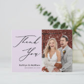 Elegant Mauve Modern Script Photo Wedding Bedankkaart (Staand voorkant)