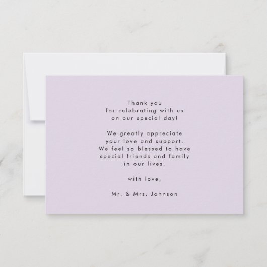 Elegant Mauve Modern Script Photo Wedding Bedankkaart (Achterkant)