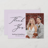 Elegant Mauve Modern Script Photo Wedding Bedankkaart (Voorkant / Achterkant)